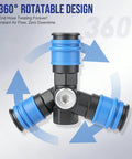 Two Way Air Hose Splitter For Compressors One Quarter NPT Quick Connect Fittings Steel Coupler With 360 Degree Swivel