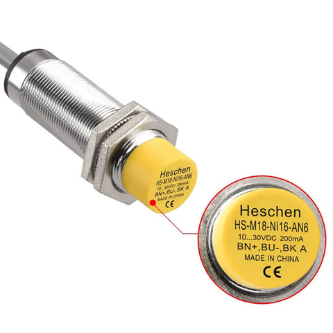 16mm Inductive Proximity Sensor Switch M18 Cylindrical Type DC 10 To 30V 200mA Three Wire NPN Normally Open Output CE Certified