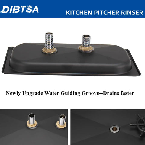 Stainless Steel Glass Rinser for Sink and Bar, One Push Cup Washer base with drainage ports and water guiding groove