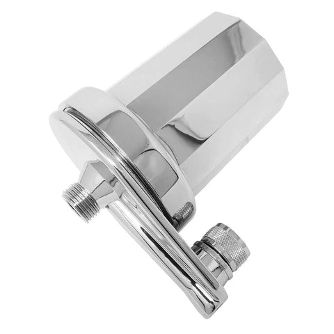 Chrome inline shower filter with easy replace cartridge, cuts chlorine by up to 98 percent, fits standard one half inch plumbing