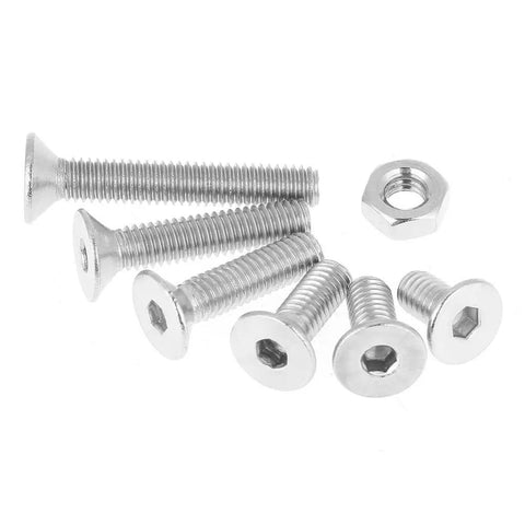 Assorted M4 stainless steel socket screws with flat head nuts from the 180Pcs M4 Socket Screws Set With 304 Stainless Flat Head Nuts Assortment Kit