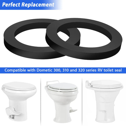RV Toilet Seal Replacement Kit For 300 310 320 Series Toilets, Gasket And Flange Seal With Bolts Nuts And Washers Included For Leak Free RV Bathroom Upgrade. black rubber seal rings for Dometic 300/310/320 RV toilets