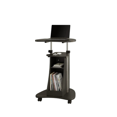 Sit To Stand Rolling Laptop Cart With Storage For Home Office Use, Adjustable Height From 28.25 Inches To 43 Inches, Graphite Finish