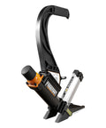 Lightweight Pneumatic 2-In-1 Flooring Nailer And Stapler 15.5-Gauge And 16-Gauge Versatile Tool with handle and base plates visible