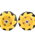 evhooe Mecanum wheel pair for omnidirectional robot car, 48mm, yellow with black tires