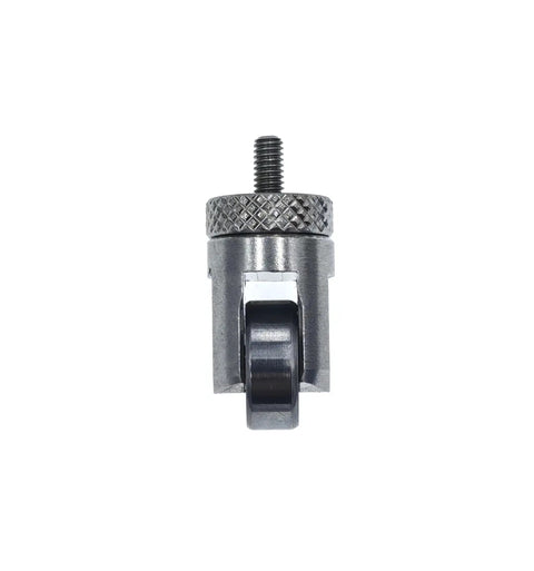 Roller Contact Point For Dial Indicator And Depth Gauge Tool, 10mm Diameter Wheel, M2.5 Threaded Shank With Nut, Interchangeable Precision Tool For Moving Workpieces And Side Sliding Surfaces, front view