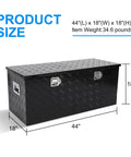 Beefy Heavy Duty Aluminum Truck Bed Tool Box 44 Inch Wide Diamond Plate Waterproof Storage Case with side handle