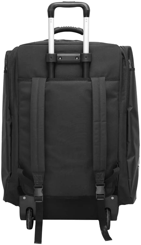 Back view of Large Capacity Roller Luggage Bag 115L With Backpack Straps Built To Last 450D Ripstop Travel Roller Suitcase With Water