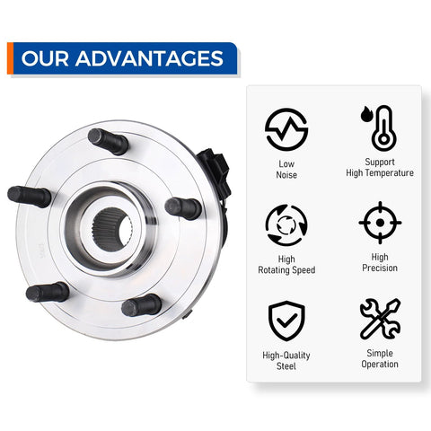 Front Wheel Hub Bearing Assembly 515073 For 2002 2005 Dodge Ram 1500 5 Lug With ABS Replacement Bolt On Fit OEM Grade