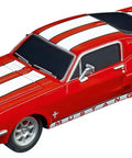 Red 1967 Ford Mustang 1:43 Scale Analog Slot Car For GO Electric And Battery Racing Track Sets With Old School Muscle Car Vibe