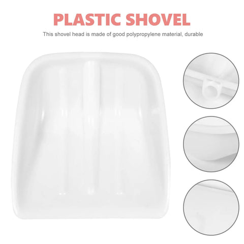Lightweight Plastic Shovel Head Replacement For Grain Handling And Snow, Portable Polypropylene Farm Tool For Outdoor Cleanup, Easy To Carry And Versatile Shovel Head, white front view