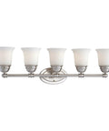 Bella Bath Light In Brushed Nickel 6.5 Inch Depth By 31 Inch Wide By 9 Inch High Etched Glass Reversible Mounting Up Or Down