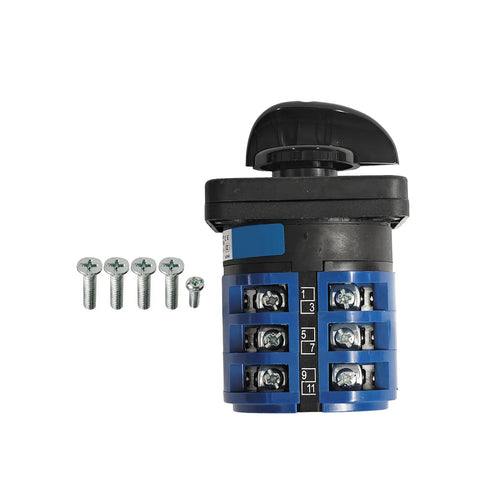 Three Position 3 Phase Manual Rotary Transfer Switch For RV Boat Truck Motorhome Choose Shore Off Gen Power Sources 120 240 Volt AC 30 Amp With Twelve Terminals black with five mounting screws