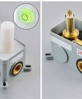 Smooth In Wall Shower Faucet With A Solid Handheld Sprayer And Single Handle Mixer Designed For Quick Home Makeovers And Zero Headache Diy Setup Right Now valve assembly showing cold and hot connections.