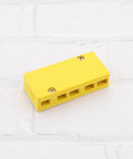 Two Pack Five Pole Junction Box For Electric Bicycle Motor Controller Wire Harness Insulation Case With Screw Nuts 78.5 By 36 By 18.5mm Durable Resin Enclosure For Neat Wiring And Safe EV Mods, yellow resin box on white background