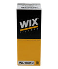 Box of Wix Filters model WL10010 for Oil Filter Replacement For Synthetic And High Mileage Oil Built For Severe Driving Like Stop And Go Traffic Towing And Dusty Roads With Ninety Nine Percent Dirt Trapping Efficiency Compatible With Chrysler Dodge Jeep Ram 2014 2019