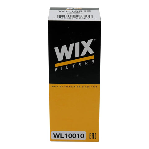 Box of Wix Filters model WL10010 for Oil Filter Replacement For Synthetic And High Mileage Oil Built For Severe Driving Like Stop And Go Traffic Towing And Dusty Roads With Ninety Nine Percent Dirt Trapping Efficiency Compatible With Chrysler Dodge Jeep Ram 2014 2019