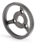 Beefed Up Metal RC Spur Gear Set 48P 74T 76T 83T 86T 90T For One Tenth Scale Traxxas Slash 2WD Rustler Stampede Bandit Telluride Drag RC Cars Upgrade Parts Durable Aluminum Construction For Maximum Durability And Smoother Shifts. Image shows a close-up of a durable aluminum gear with precise teeth and central holes.