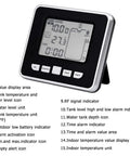 Display screen of Water Level Sensor With Temperature Readout And Alarm, Ultrasonic Depth Meter For Tanks And Ponds That Keeps You In The Loop.
