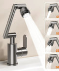 Close-up of Adjustable 360 ° Swivel Kitchen Faucet with 4m Jet Retractable Robotic Arm Black Finish showcasing water spray modes.