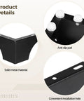 Product details of Beefy Heavy Duty Metal Furniture Legs Set 4 Pack in Matte Black, showing anti-slip pad and installation hole.