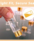 Hand holding one of the Four Pack Tiny Glass Jars With Lids 2ml Mini Vials Clear Small Bottles With Screw Caps for DIY projects.