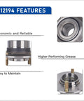 Rear Wheel Bearing Hub Assembly 512194 For Hyundai Elantra 2001 To 2006 And Kia Spectra 2005 To 2009 shown with features labeled