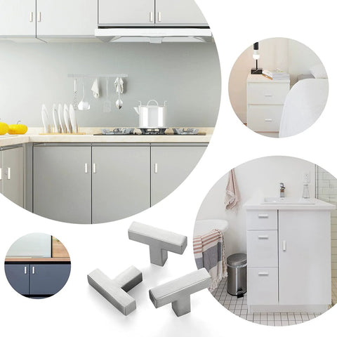 2 Pack Square Brushed Nickel Cabinet Pulls Stainless Steel Single Hole Cupboard Hardware For Drawers And Cabinets in use