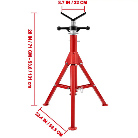 Heavy Duty V Head Pipe Stand For No Sweat Adjustable Height And Foldable Build Rock Solid Tripod Base Fits One Eighth To Twelve Inch Pipe Two Thousand Five Hundred Pounds Capacity Built Damn Tough