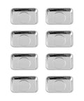 Eight Piece Rectangle Magnetic Tray Set Stainless Steel Tool Trays For Screws Sockets Bolts Pins Nails And Small Parts Holder