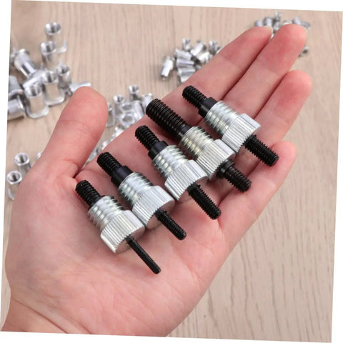 Rock Solid 86 Piece Rivet Nut Kit And Heavy Duty Tool For Metal Assembly Jobs Perfect For Steel Projects Electrical Wiring Ducts And General Fabrication Tasks With M5 M7 M8 Sizes Included In This Ultimate Rivnut Gun Set hand holding M5 M7 M8 aluminum rivet nuts