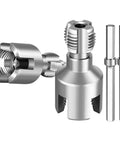 Dual Function PVC Pipe Threader Kit for 1/2 and 3/4 Inch Tubing, Carbon Steel Manual Threading Tool With Internal And External Thread Cutting, Lightweight Home Plumbing Set For Quick No Fuss Tight Threads, silver threading heads and handles