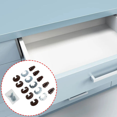 Open drawer with inset showing Five Piece Drawer Slides With Metal Backing And Screws, Center Mount Track Guides And Glides.