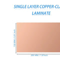 Single-Sided Copper Clad FR-4 PCB Laminate for Etching and DIY Prototyping Board, 150x200 mm, front copper plate view.