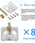 Rock Solid Silver Furniture Leg Mounting Plates Kit Includes 50mm Hanger Bolts M8 Insert Nuts And Screws for sturdy furniture support.