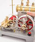 Old School Steam Engine Model That Really Works With Boiler And Reversible Horizontal Design Includes Generator And Vintage Lamp For Realistic Hands On STEM Learning And A Fun Gift For Adults, 18x18x20 cm brass