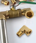 Kick Ass 90 Degree Solid Brass Elbow Fitting 1/4 Inch NPT Male X Female Right Angle Pipe Adapter For Hydraulic Gas Water Systems Heavy Duty Leak Proof Seal Built Tough CA360 Forged Brass Rated High Pressure 1200 PSI No Fail Performance All Jobs, brass elbow fitting shown