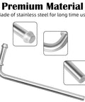 Universal Stainless Steel Exhaust Hanger Rods, 7.5 Inch Long, 90 Degree Bend, Double Ribbed Design, rust-resistant close-up.