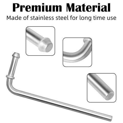 Universal Stainless Steel Exhaust Hanger Rods, 7.5 Inch Long, 90 Degree Bend, Double Ribbed Design, rust-resistant close-up.