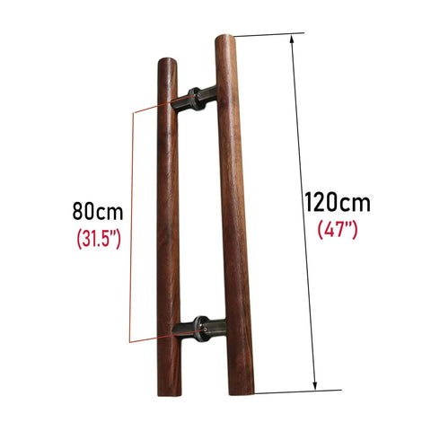 Heavy Duty Wooden Double Sided Push Pull Door Handle For Glass Cabinets Barn Doors Back To Back H Shaped Lever With Anti Slip Pads Built Tough With No Fuss And Smooth Grip