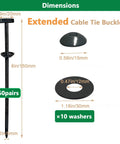 Heavy Duty Nylon Cable Tie Buckle Set 6 inch with washers, T-style automotive clips dimensions displayed.