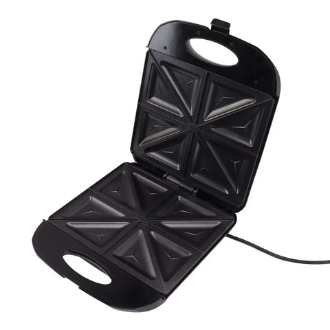 Heavy Duty 1400W Panini Press Grill With Nonstick Coating Hot Sandwich Maker, open view of triangular nonstick plates.