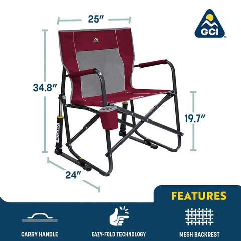 Freestyle Rocker Outdoor Rocking Chair With Beverage Holder Portable Camp And Patio Rocker dimensions and features