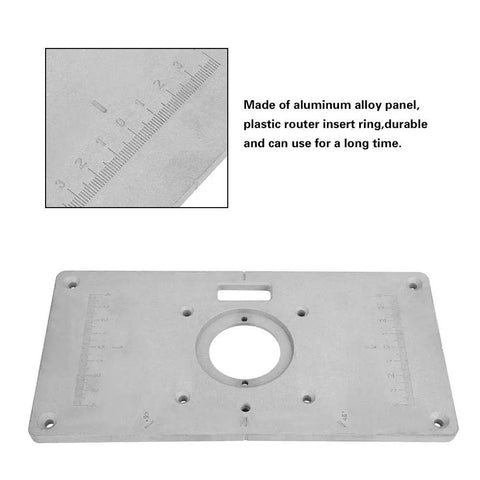 Top Shelf Aluminum Router Table Insert Plate For Butter Smooth Woodworking Cuts No Sweat Install Totally Bulletproof Build Shiny Silver Finish, 235x120mm, features ruler, durable aluminum.