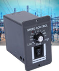 12V To 60V 40A DC Motor Speed Controller With PWM, Forward And Reverse CW CCW Reversible Switch, angled view against industrial backdrop