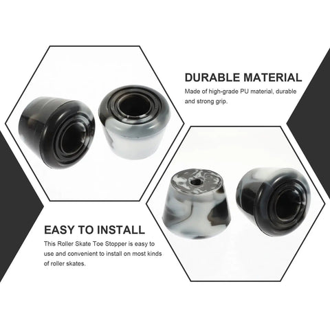 Replaceable Roller Skate Toe Stopper Brake Plug Set With Screws And Screwdriver For Quad Skates Black And White Brake Accessories Pro Roller Skating Gear Colors May Vary, showing black and white stoppers.