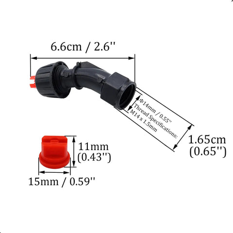 Dimensions of 110 Degree Flat Fan Nozzle Kit With Seven 0.1 to 0.6mm Spray Tips For Knapsack Boom Sprayers And Greenhouse Garden Sprayers
