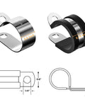 80 Piece Cable Clamp Kit With 7 Sizes In 304 Stainless Steel Metal Clamps Rubber Insulated Cushioned Hose And Pipe Clamps sizing diagram