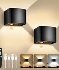 Go-To Remote Controlled Motion Sensor Wall Light With 5000mAh Rechargeable Battery, Dimmable LED, 2 Pack on beige wall