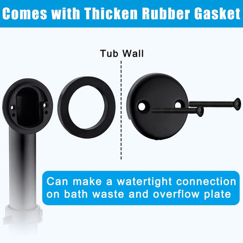 Matte Black Tub Drain Kit With Brass Tip Toe Bathtub Drain Trim Set And Two Hole Overflow Cover components displayed